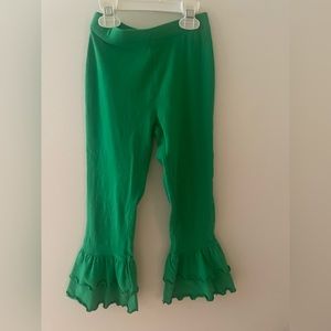 Kelly green ruffle pants
